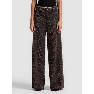 Alice + Olivia Trish Embellished Black Gold Jeans 25 NWT $895